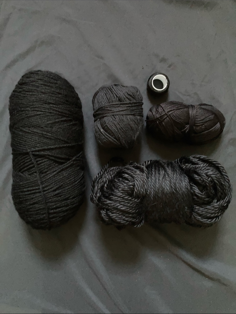Lot of Assorted Black Yarn Thread Crochet Knitting Sewing 5 Count
